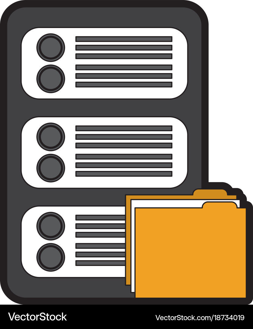 Server with file folder web hosting icon image vector image