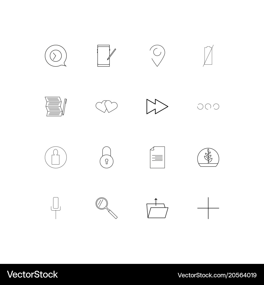 Signs and symbols simple linear icons set vector image