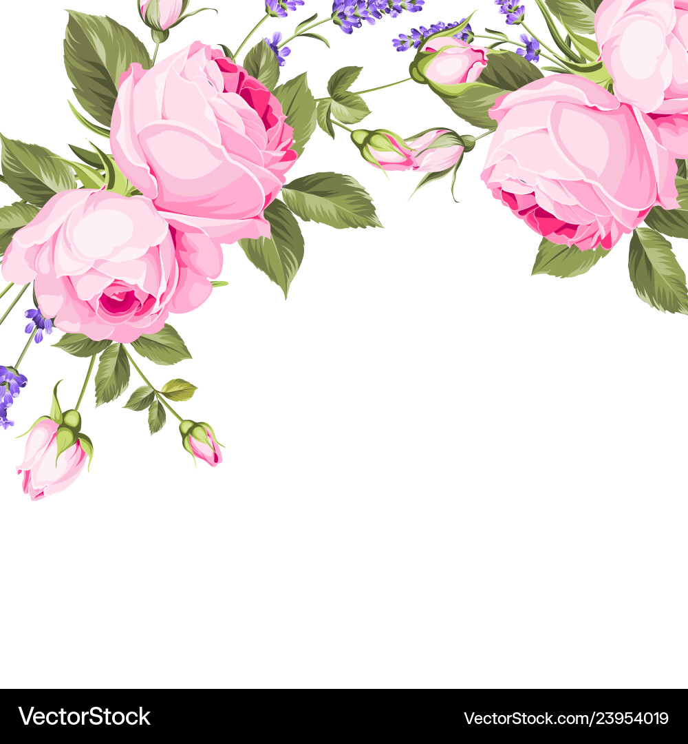 Spring Rose Bouquet with Garland Vector Image