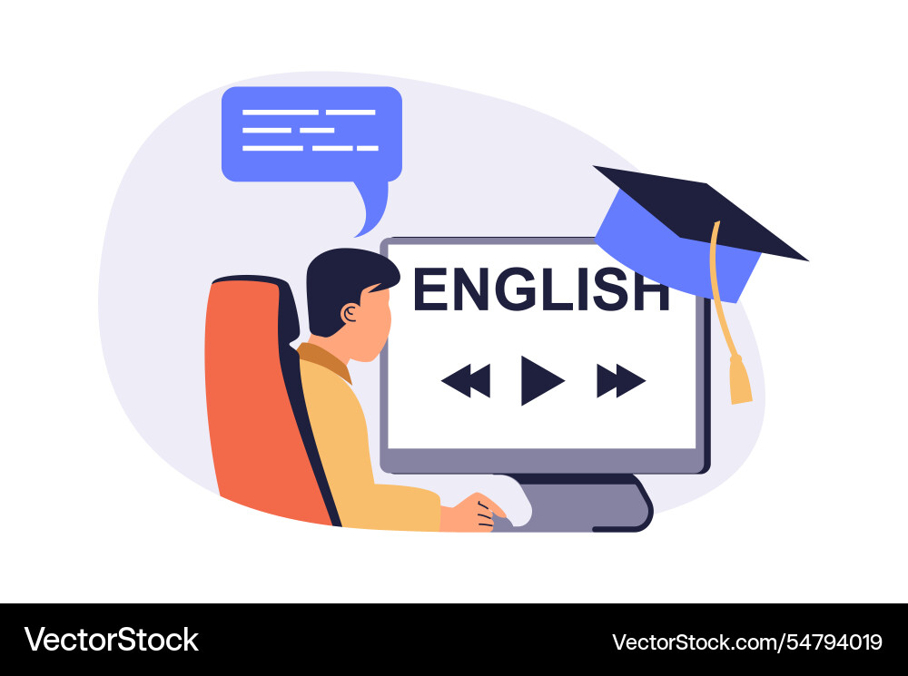Studying foreign language online web concept Studying foreign language online web concept vector image