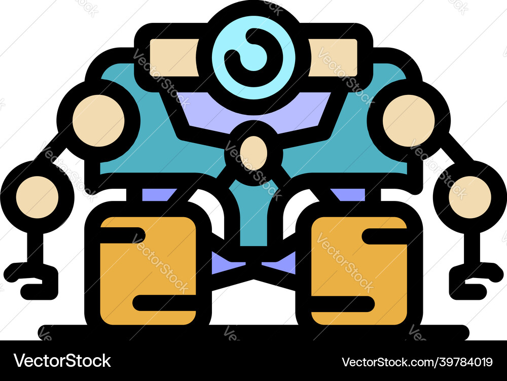 Super space robot icon color outline Super space robot icon color outline vector image