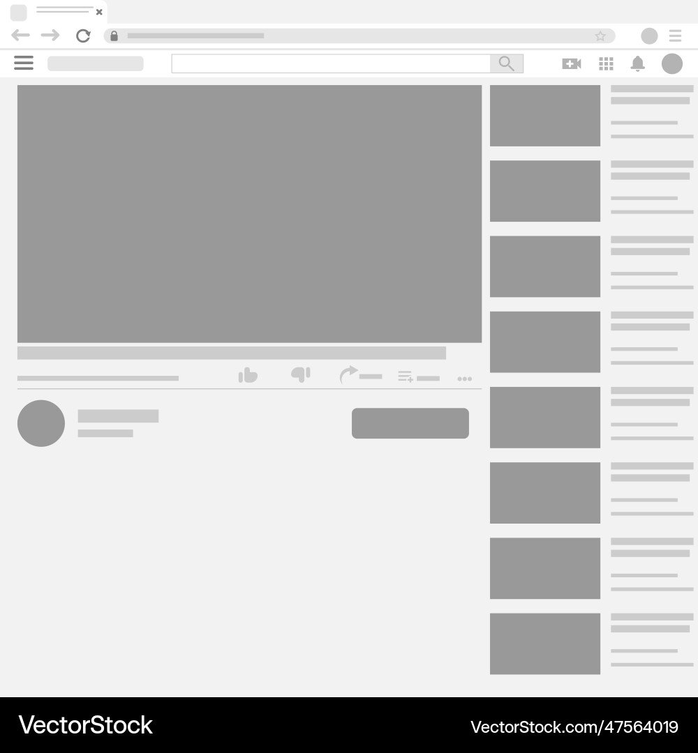 Web video player layout mockup Web video player layout mockup vector image