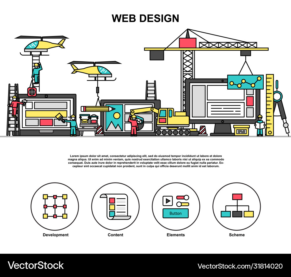 Abstrakte Webdesign Prozess Codierung und Entwicklung Abstrakte Webdesign Prozess Codierung und Entwicklung vektorbild