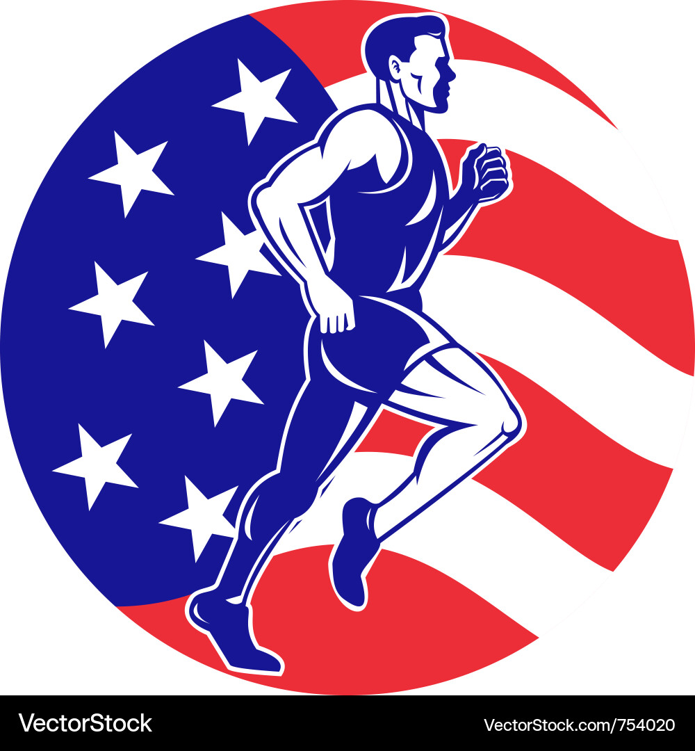 American Marathon Runner vector image