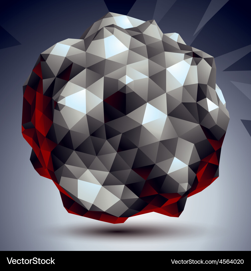 Asymmetric 3d abstract object monochrome geometric vector image