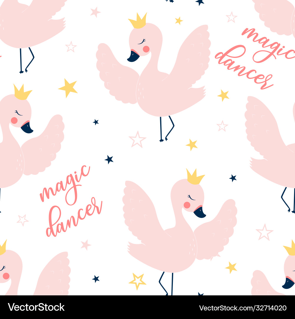 Ballet swan seamless pattern print design Ballet swan seamless pattern print design vector image