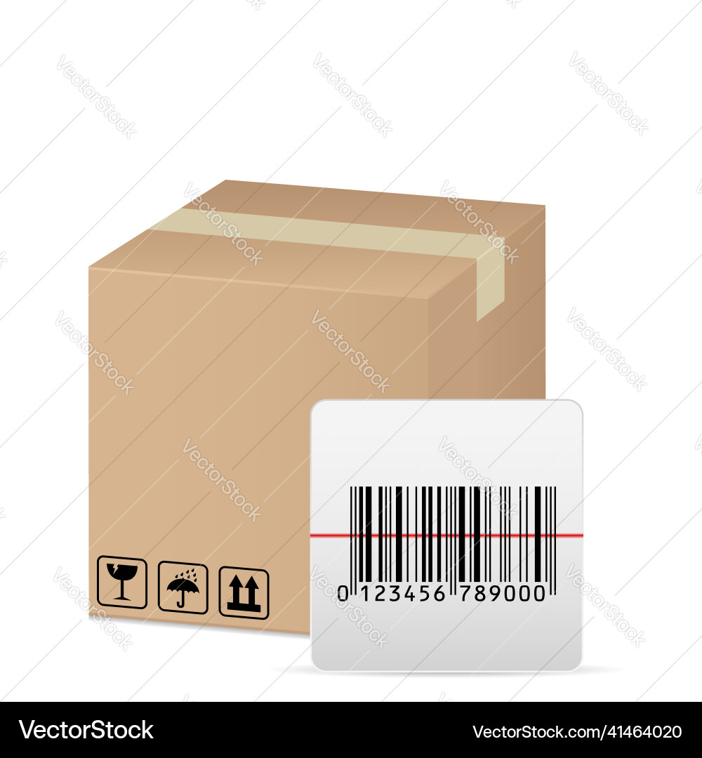 Box and bar code Vector Image