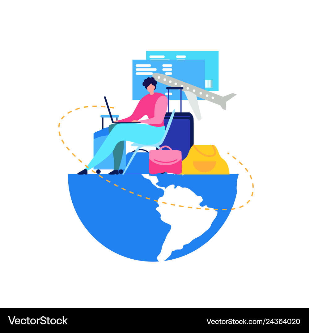 Buchung von Flugtickets online Flat concept Buchung von Flugtickets online Flat concept vektorbild