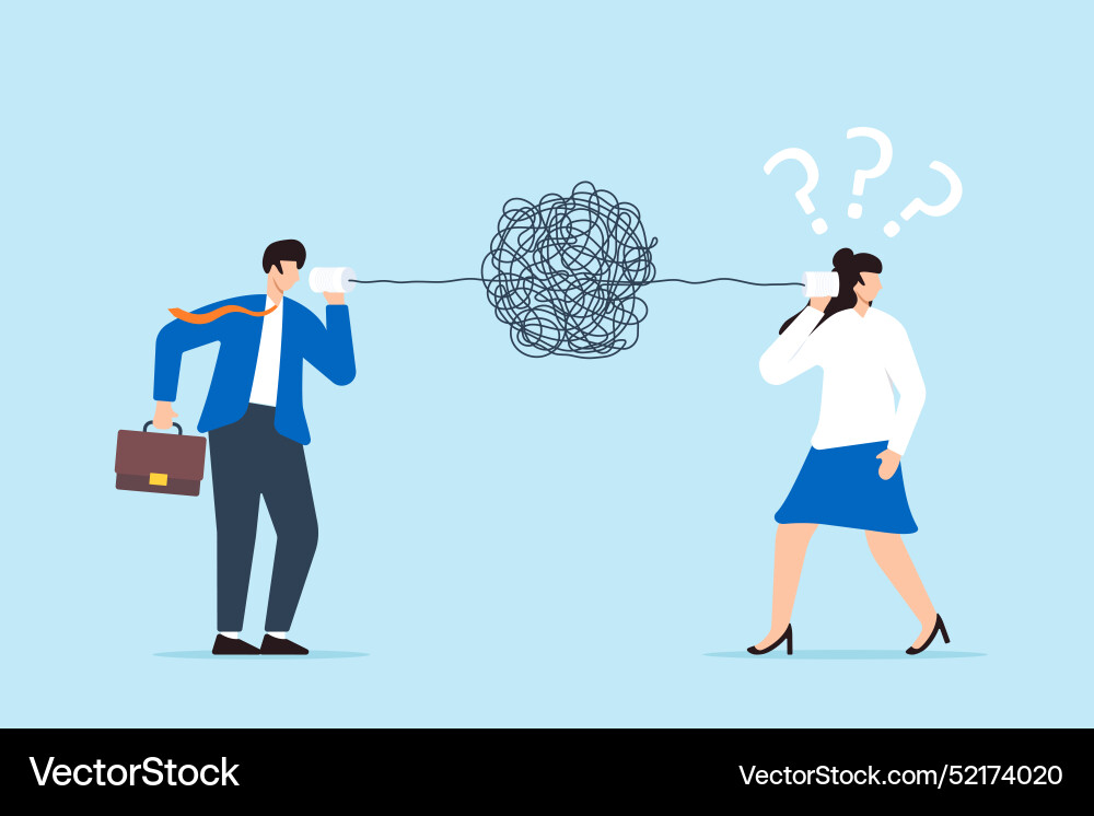 Businessman struggles with bad communication Vector Image