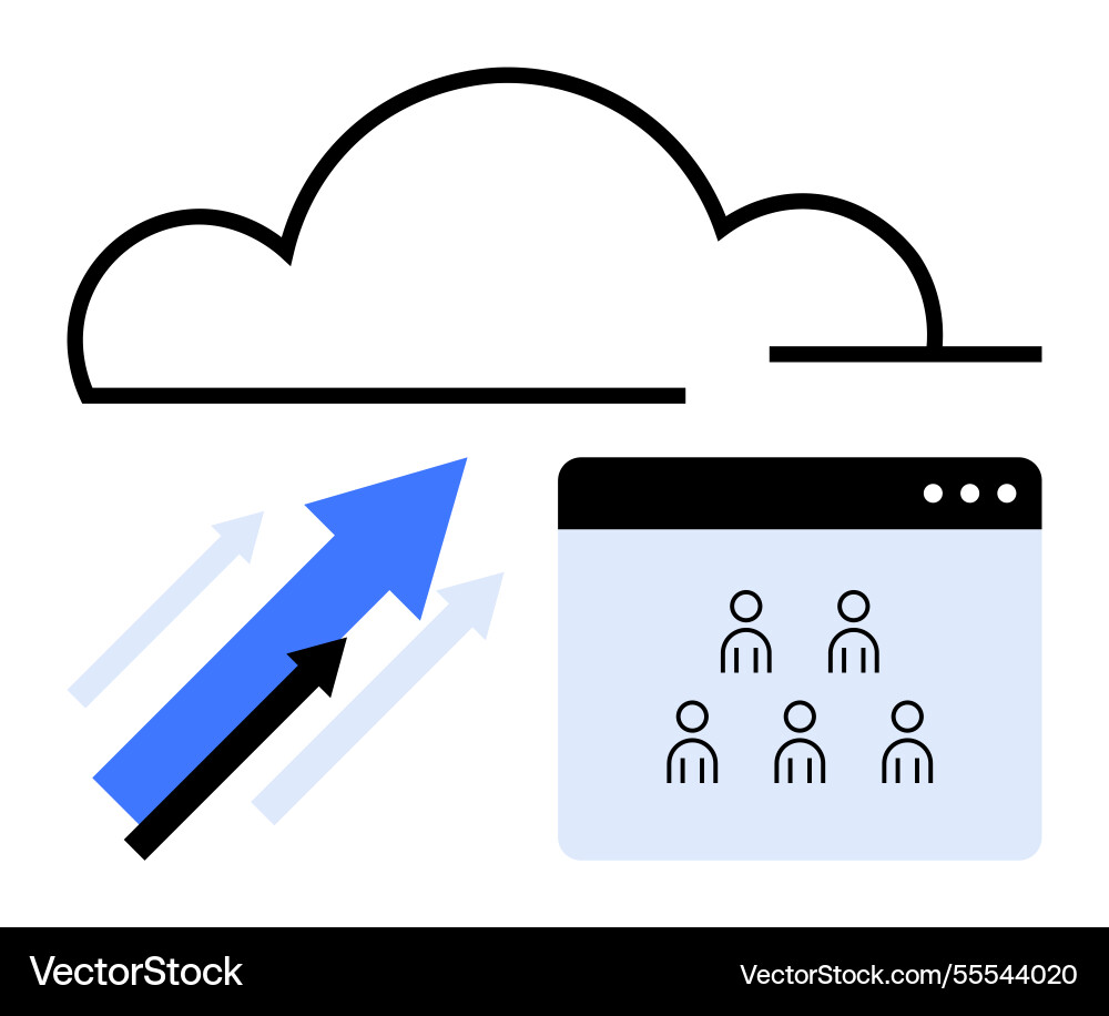 Cloud computing with upward data transfer Cloud computing with upward data transfer vector image