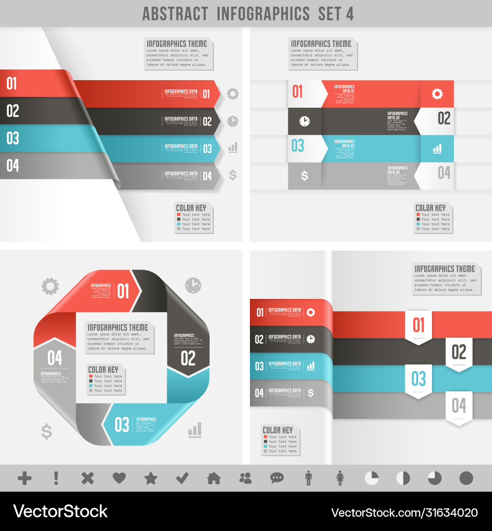 Cold colors ribbons infographics template Vector Image