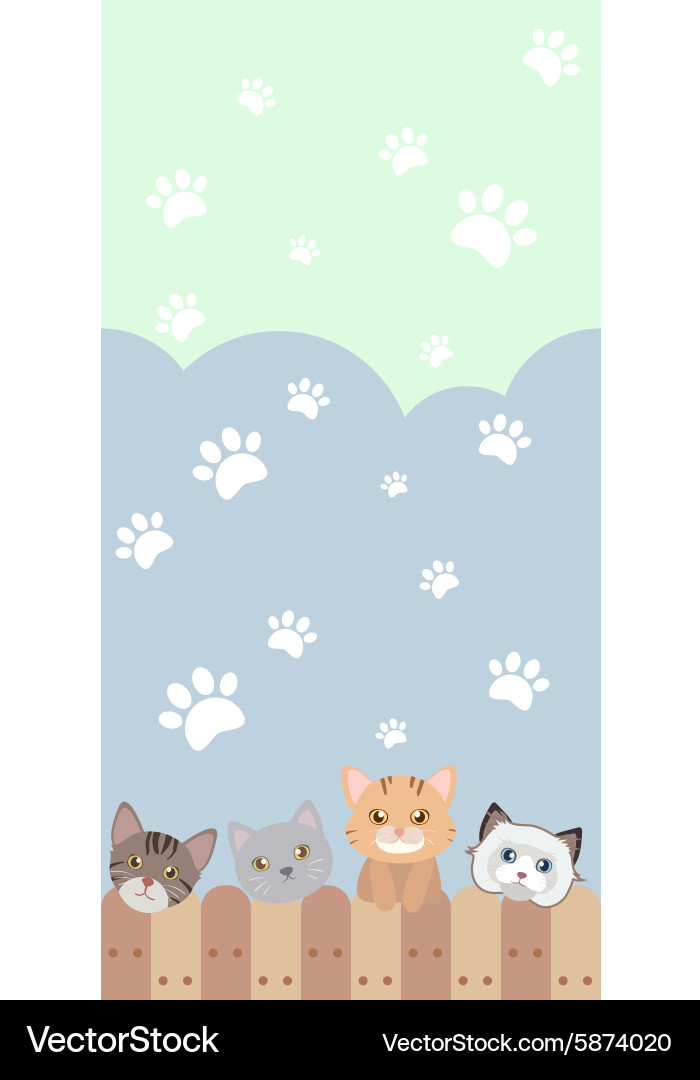 Cute cat seamless pattern background with fence Vector Image