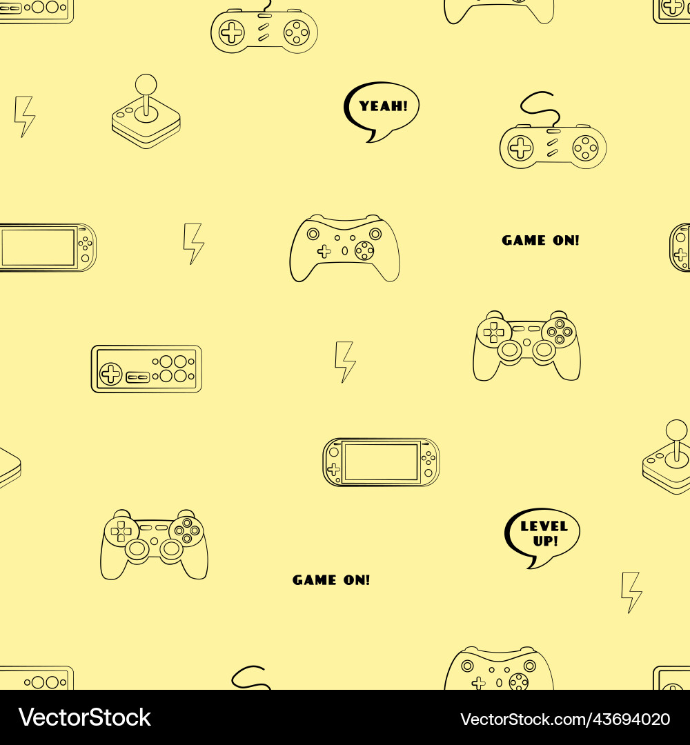 Cute seamless outline pattern in pixel game style Cute seamless outline pattern in pixel game style vector image
