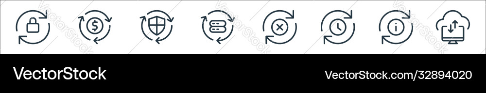 Data transfer line icons linear set quality Data transfer line icons linear set quality vector image