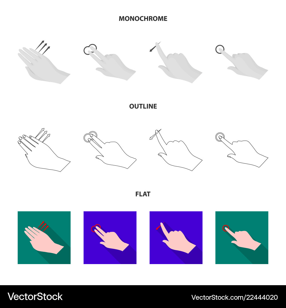 Design of touchscreen and hand icon set Royalty Free Vector