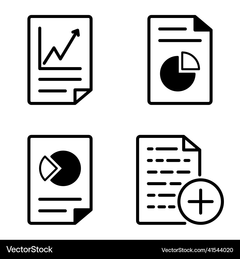 Docs1-2 flat icon set isolated on white background Vector Image