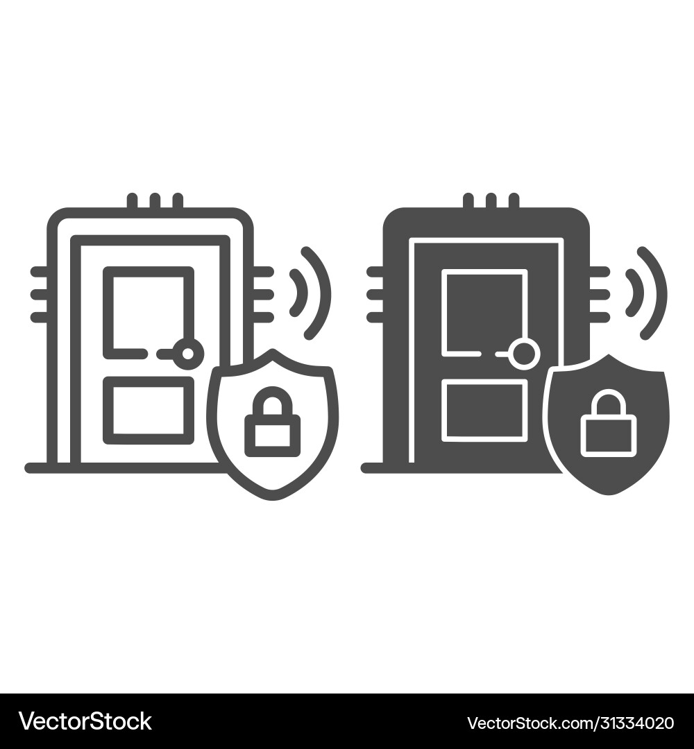 Door with secure lock on emblem line and solid Door with secure lock on emblem line and solid vector image