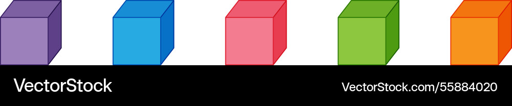 Five colorful blocks representing mathematical Five colorful blocks representing mathematical vector image