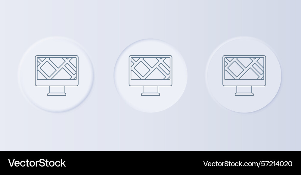 Grey computer monitor and folded map Grey computer monitor and folded map vector image