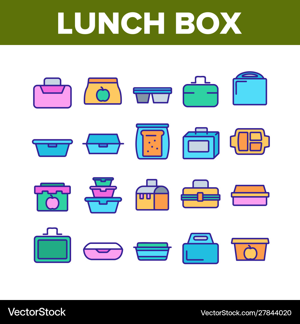 Lunch box collection elements icons set Lunch box collection elements icons set vector image