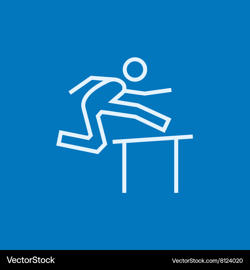 Man running over barrier line icon Vector Image