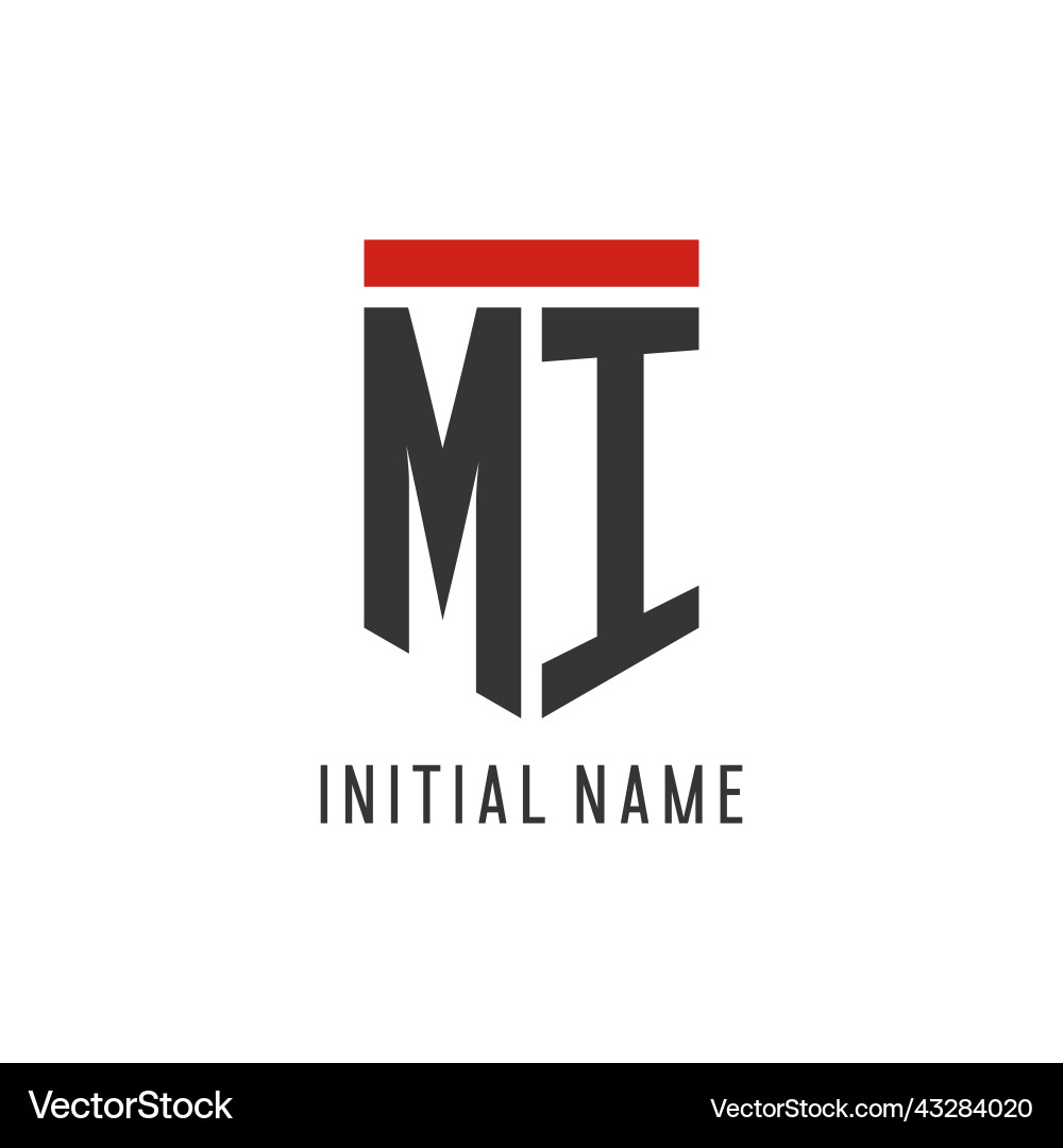 Mi initial esport logo with simple shield design vector image