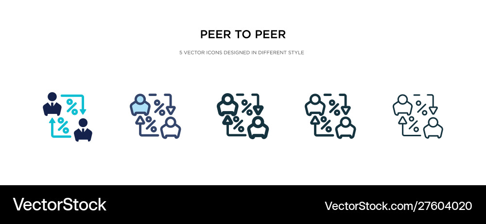 Peer to icon in different style two colored Peer to icon in different style two colored vector image
