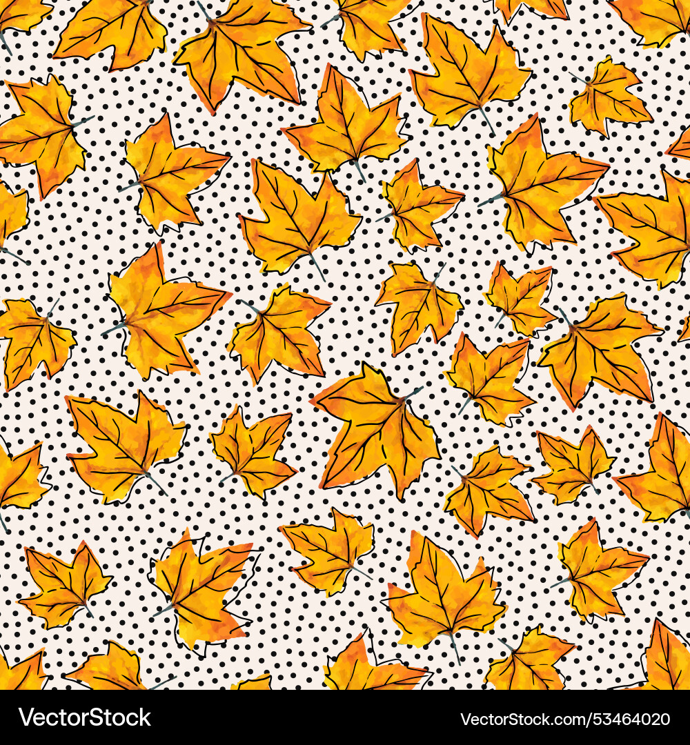 Seamless pattern random leaves with polka dots Vector Image