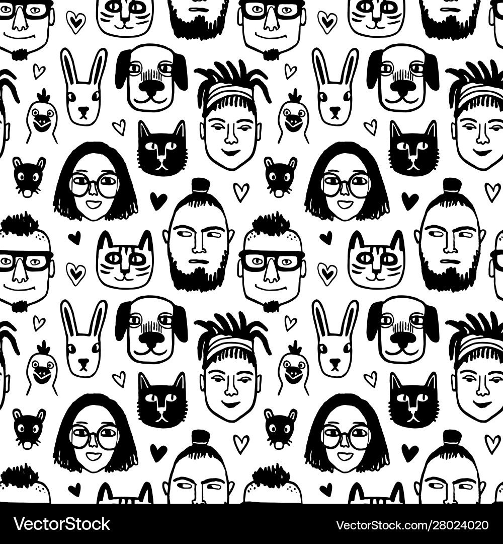 Seamless pattern with funny characters Seamless pattern with funny characters Vector Image