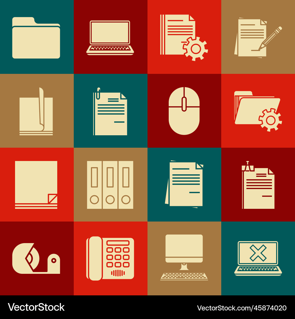 Set laptop and cross mark on screen file document Set laptop and cross mark on screen file document vector image