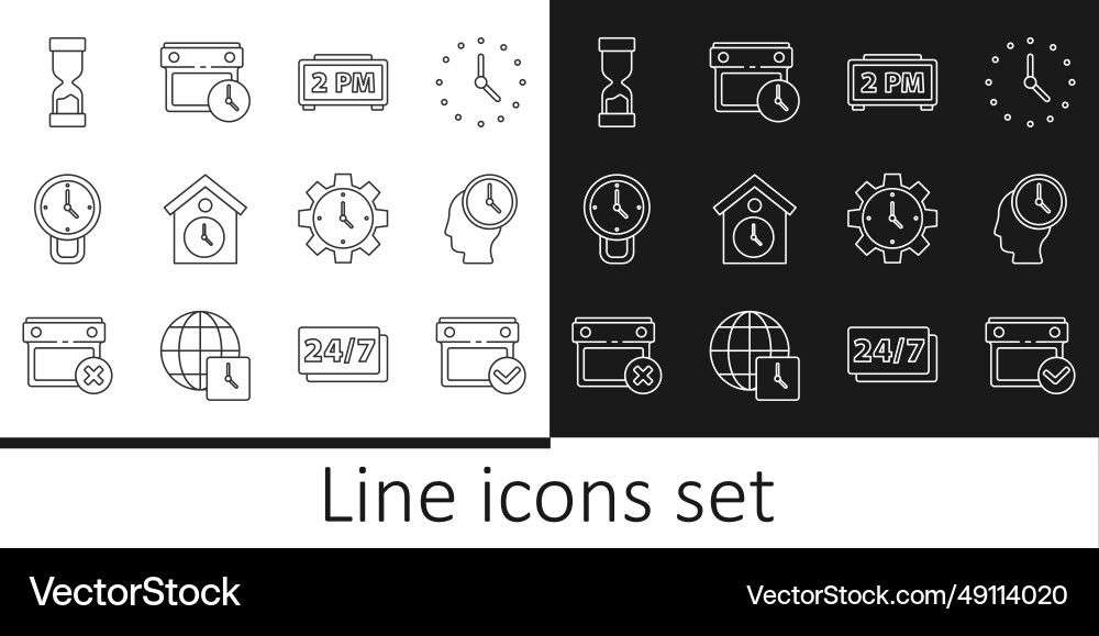 Set line calendar with check mark time management Set line calendar with check mark time management vector image