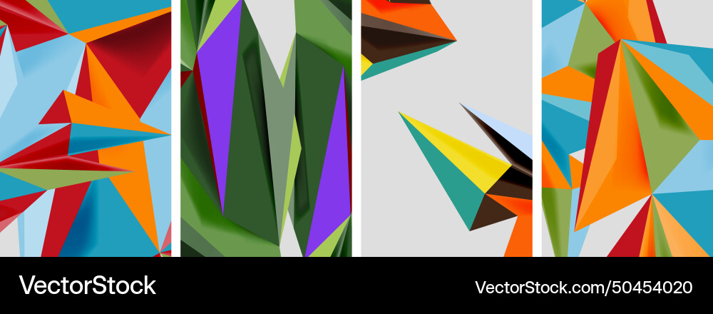 Set of mosaic triangle pattern abstract posters Set of mosaic triangle pattern abstract posters Vector Image