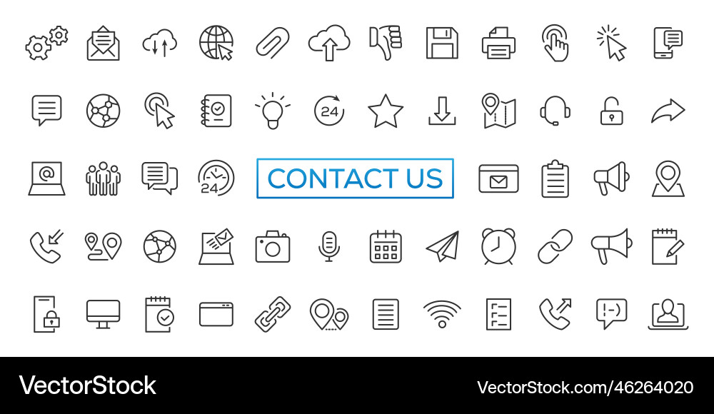Set of simple contact us icons for web and mobile Set of simple contact us icons for web and mobile vector image