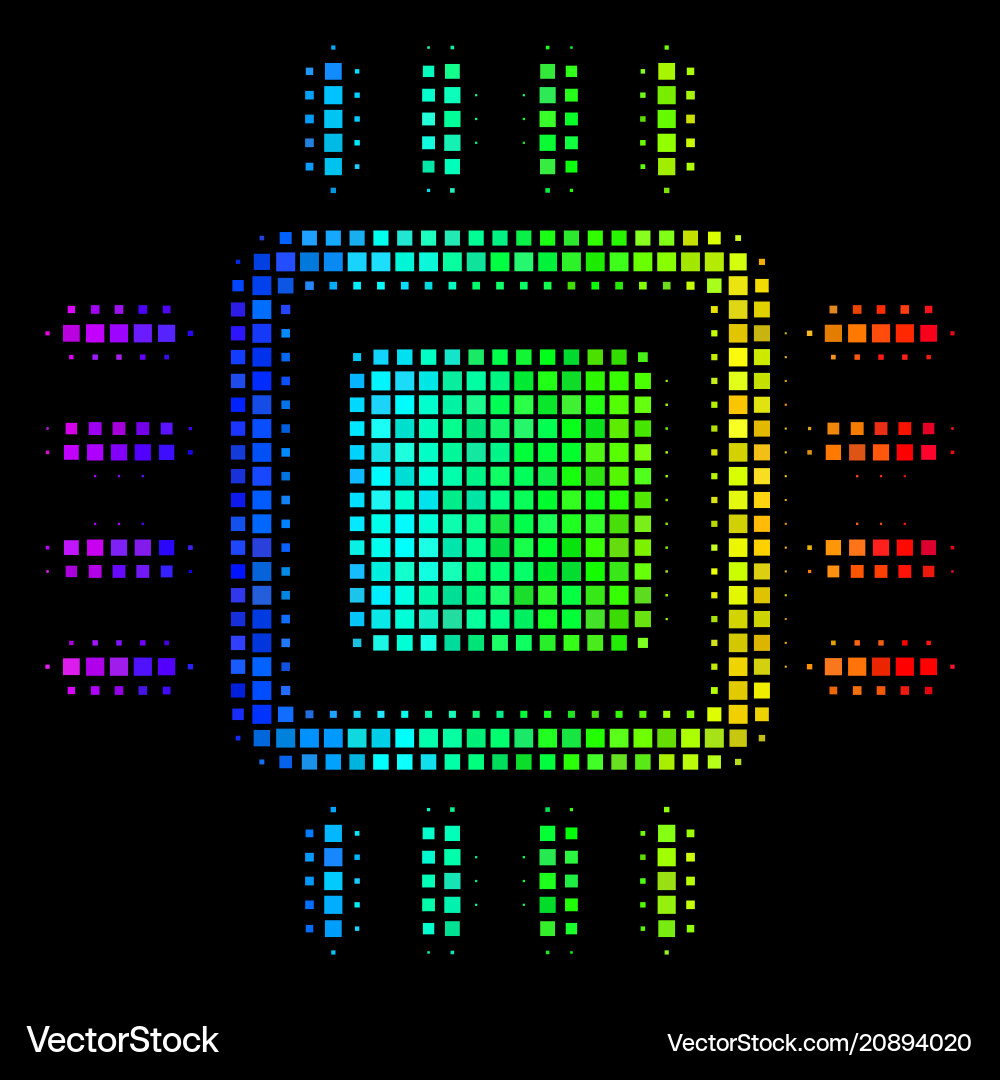Spectral colored pixel processor icon Spectral colored pixel processor icon vector image