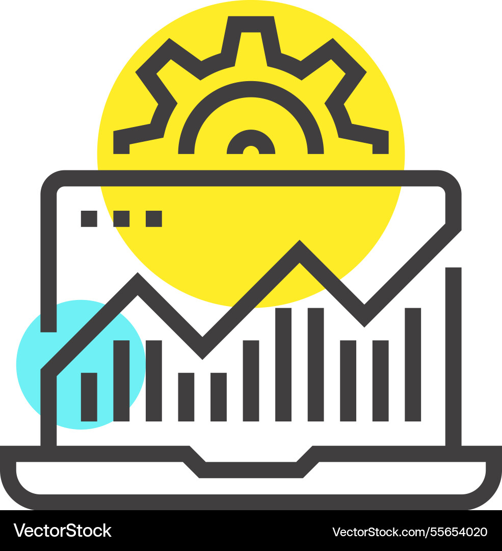 System monitoring flat line web icon concept System monitoring flat line web icon concept vector image