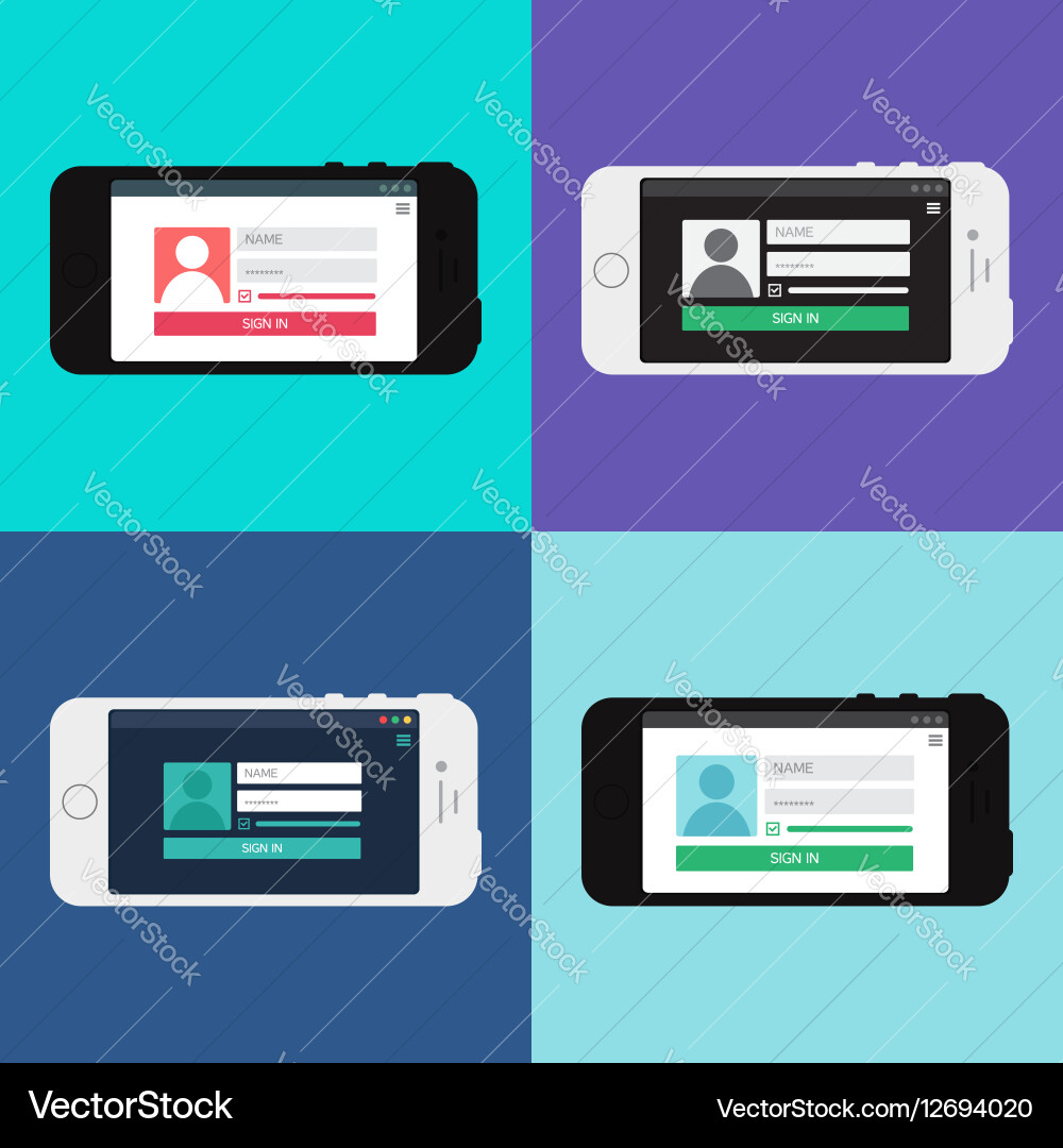Web template of smartphone login form Vector Image