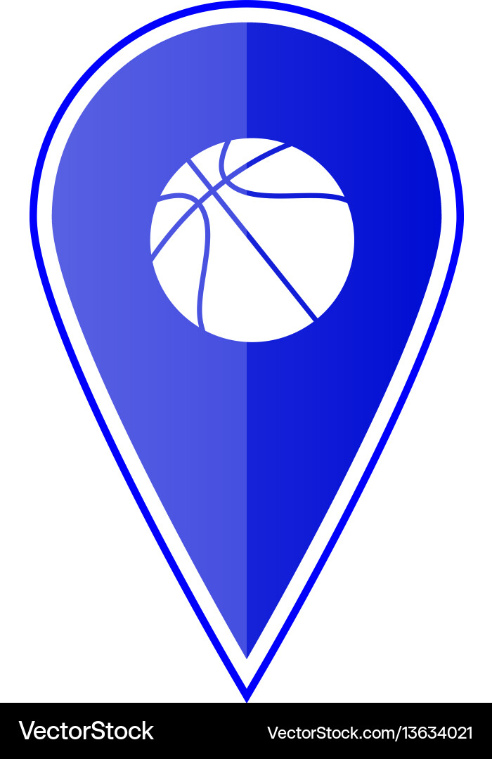 Blue map pointer with basketball Blue map pointer with basketball vector image