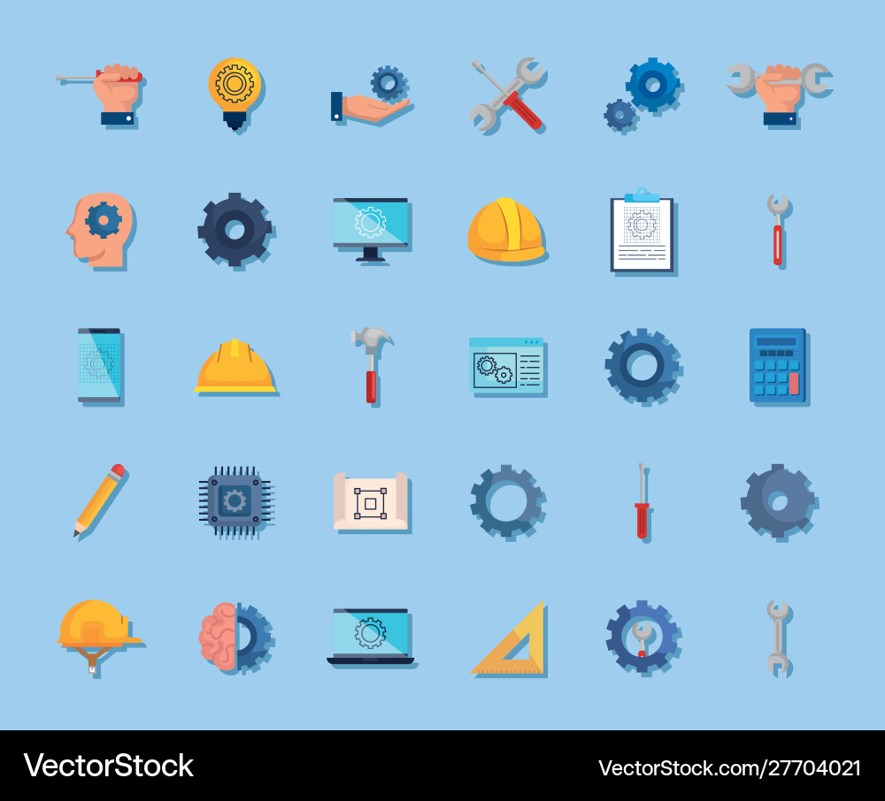 Bundle engineering set icons Bundle engineering set icons vector image