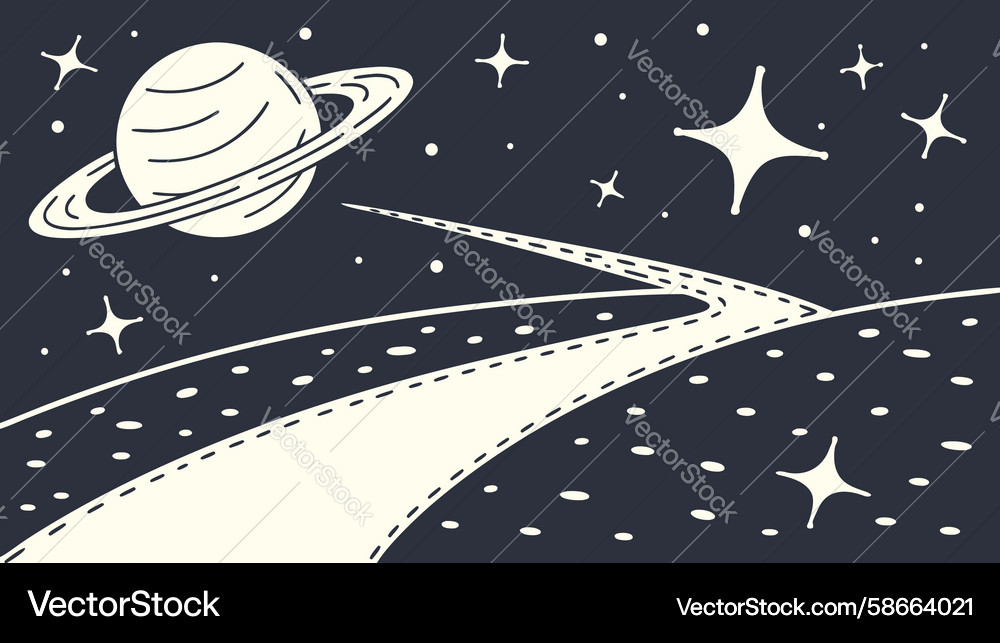 Cosmic path journey to a distant planet design Vector Image