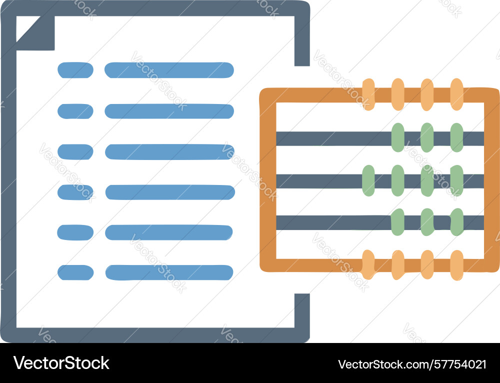 Document with abacus for math and finance design Vector Image