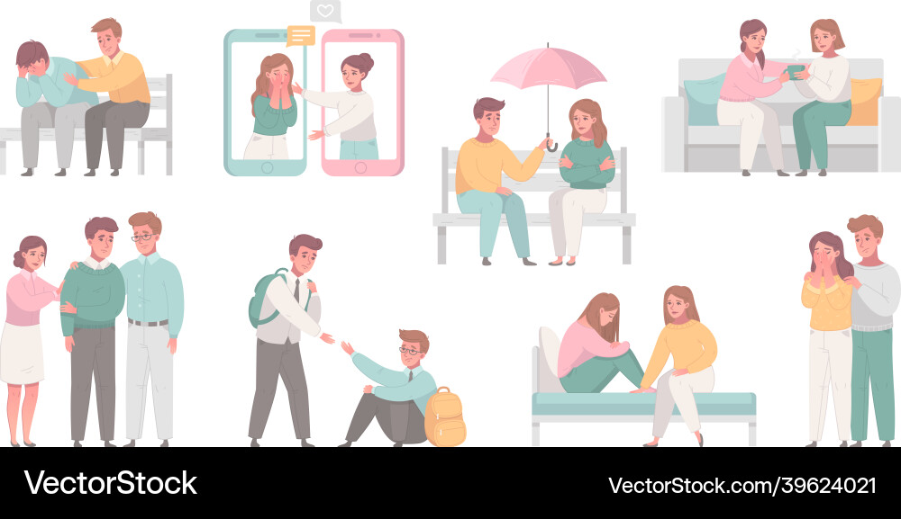 Empathy characters icon set Vector Image