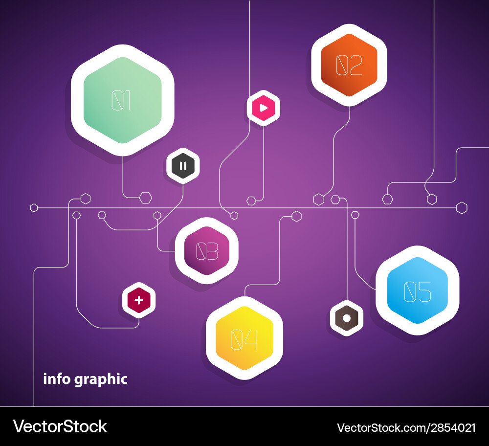 Flat design template with hexagon shape bubbles vector image