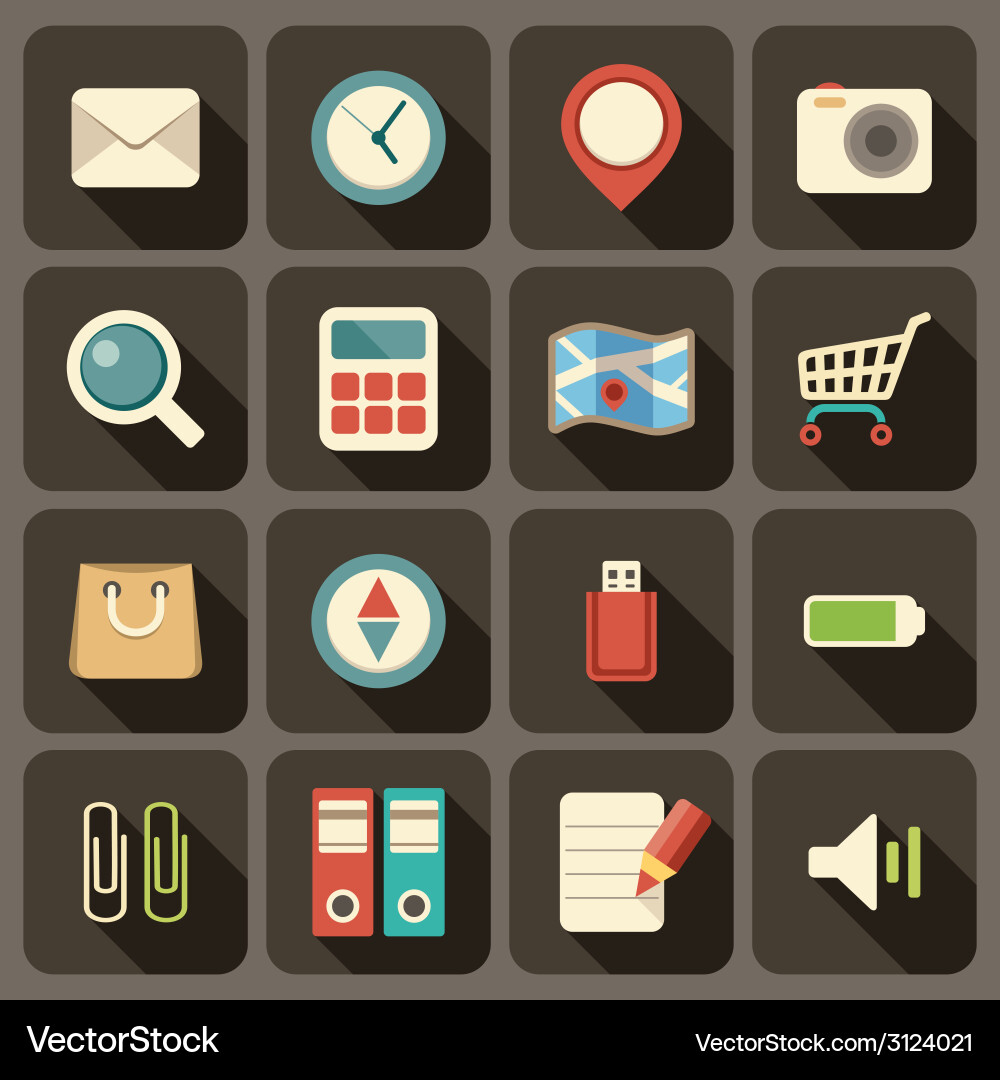 Flat icons set for web vector image