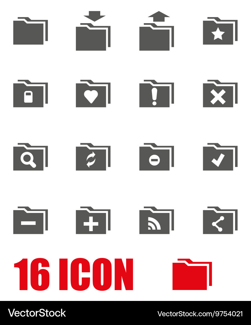 Grey folder icon set Vector Image