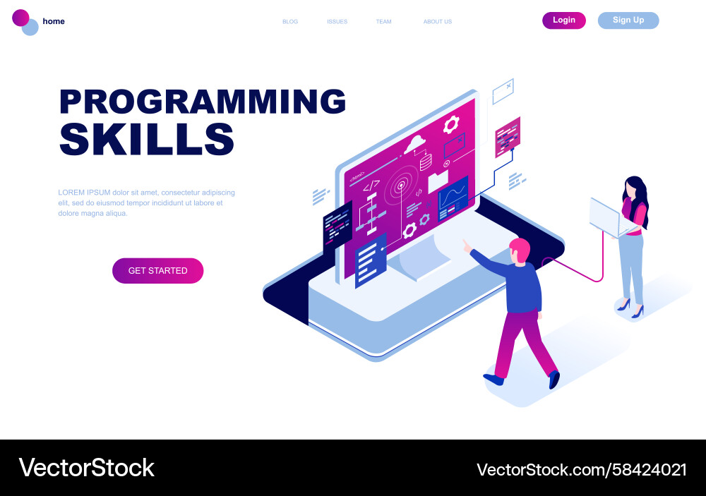 Isometric Programming Skills Concept Vector Image