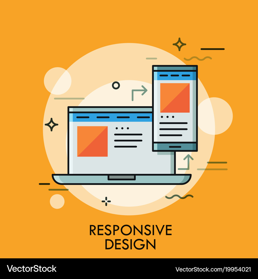 Laptop and smartphone with same application vector image