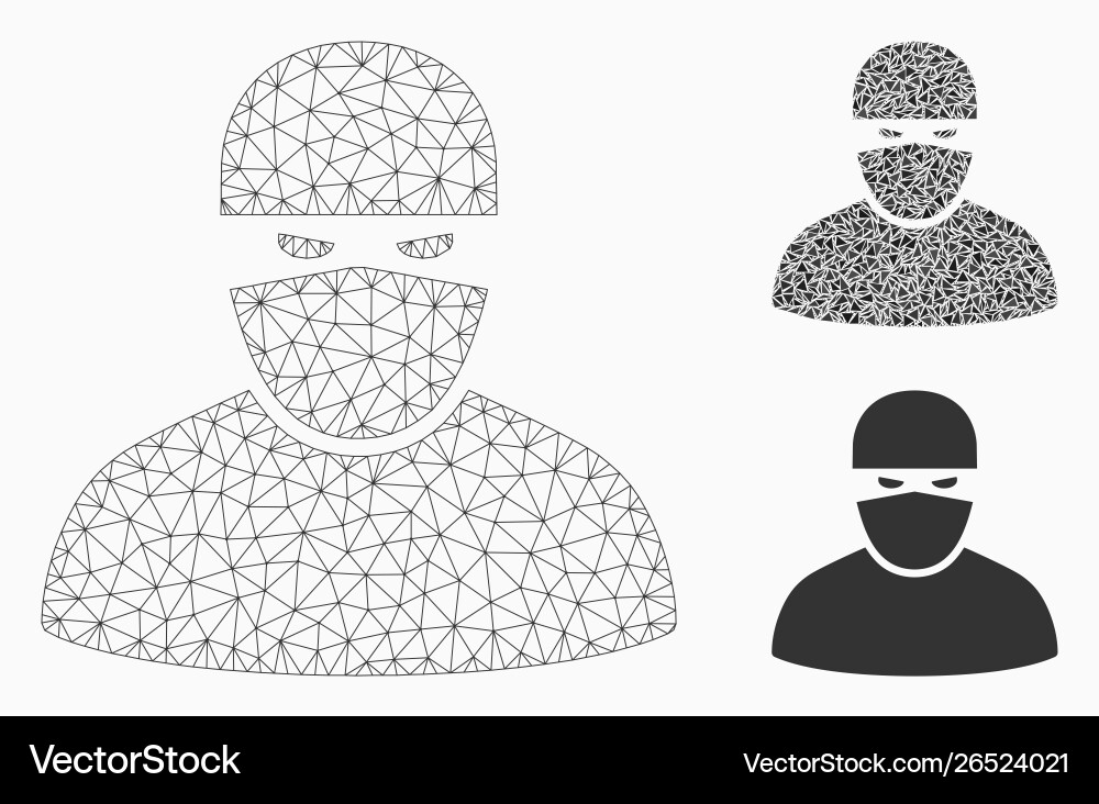 Ninja mesh wire frame model and triangle Ninja mesh wire frame model and triangle Vector Image