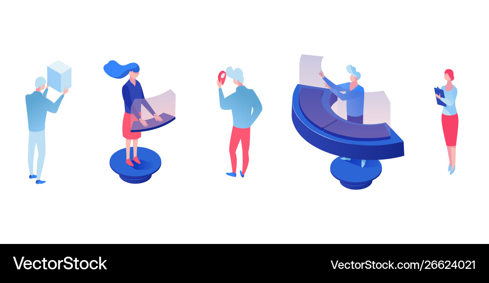 Office workers isometric characters set Office workers isometric characters set vector image