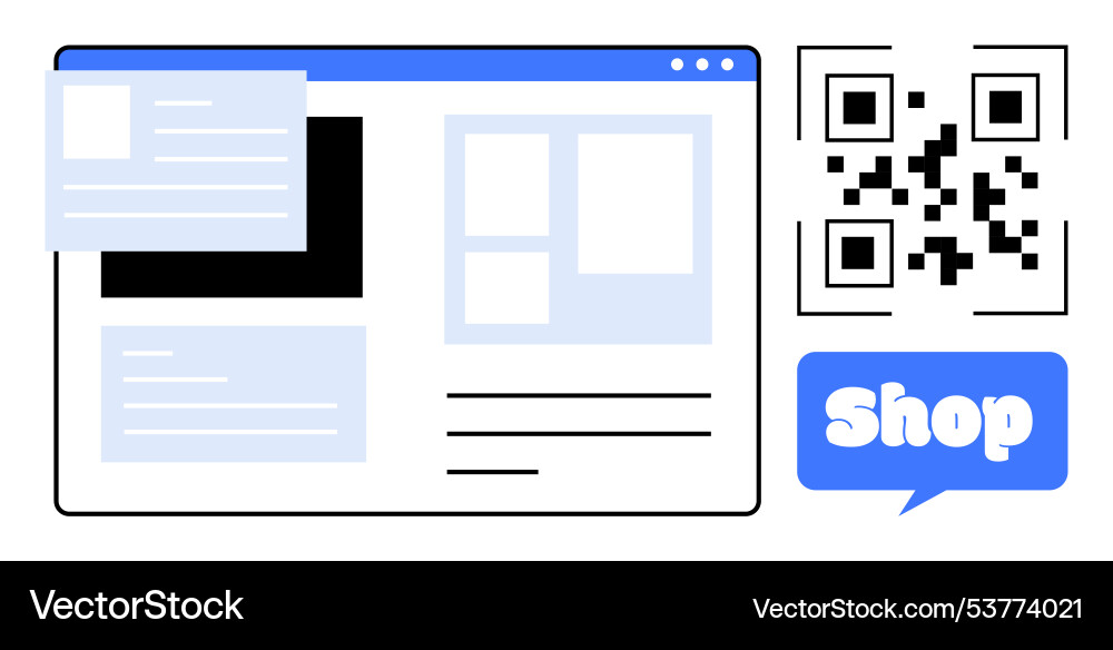 Online shopping interface with qr code and user vector image