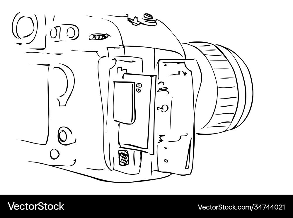 Outline manual hand draw sketch dslr view from Outline manual hand draw sketch dslr view from vector image
